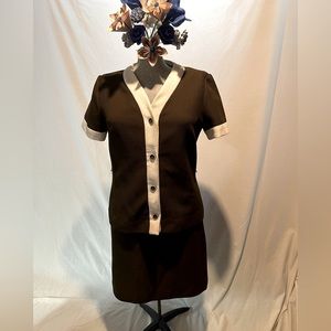 Vintage 2-Piece 1960s/70s waffle double knit poly ensemble.